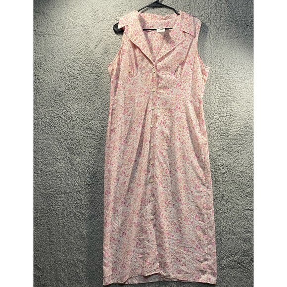 Vintage 90s Floral Button up All over design collar girly feminine maxi dress 16 - Picture 2 of 14